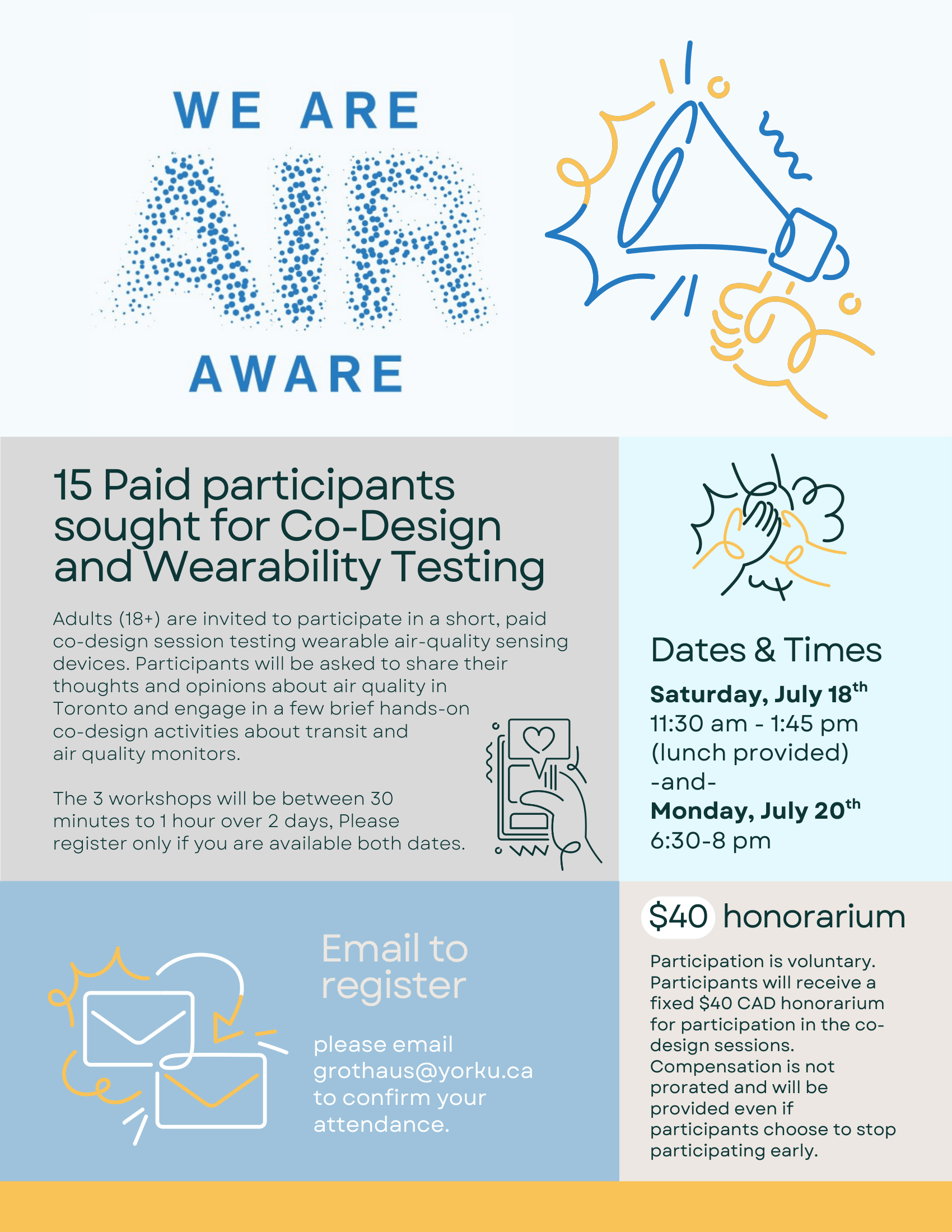 Call for participants for the AirWear co-design workshops at the Arcadia Housing Co-operative