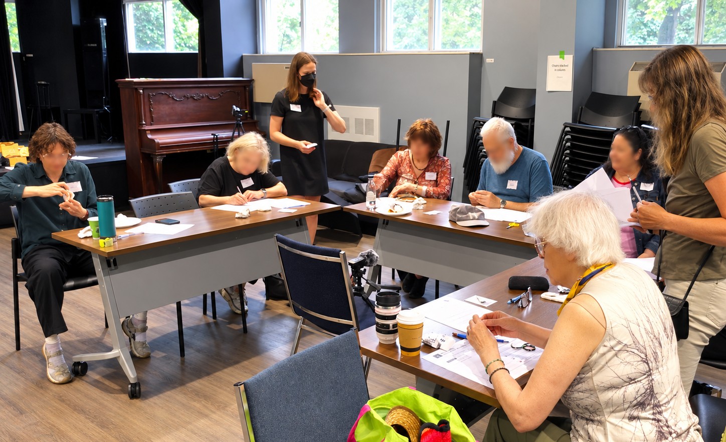 Residents and facilitators taking part in a July Bathurst Quay AirWear co-design workshop.