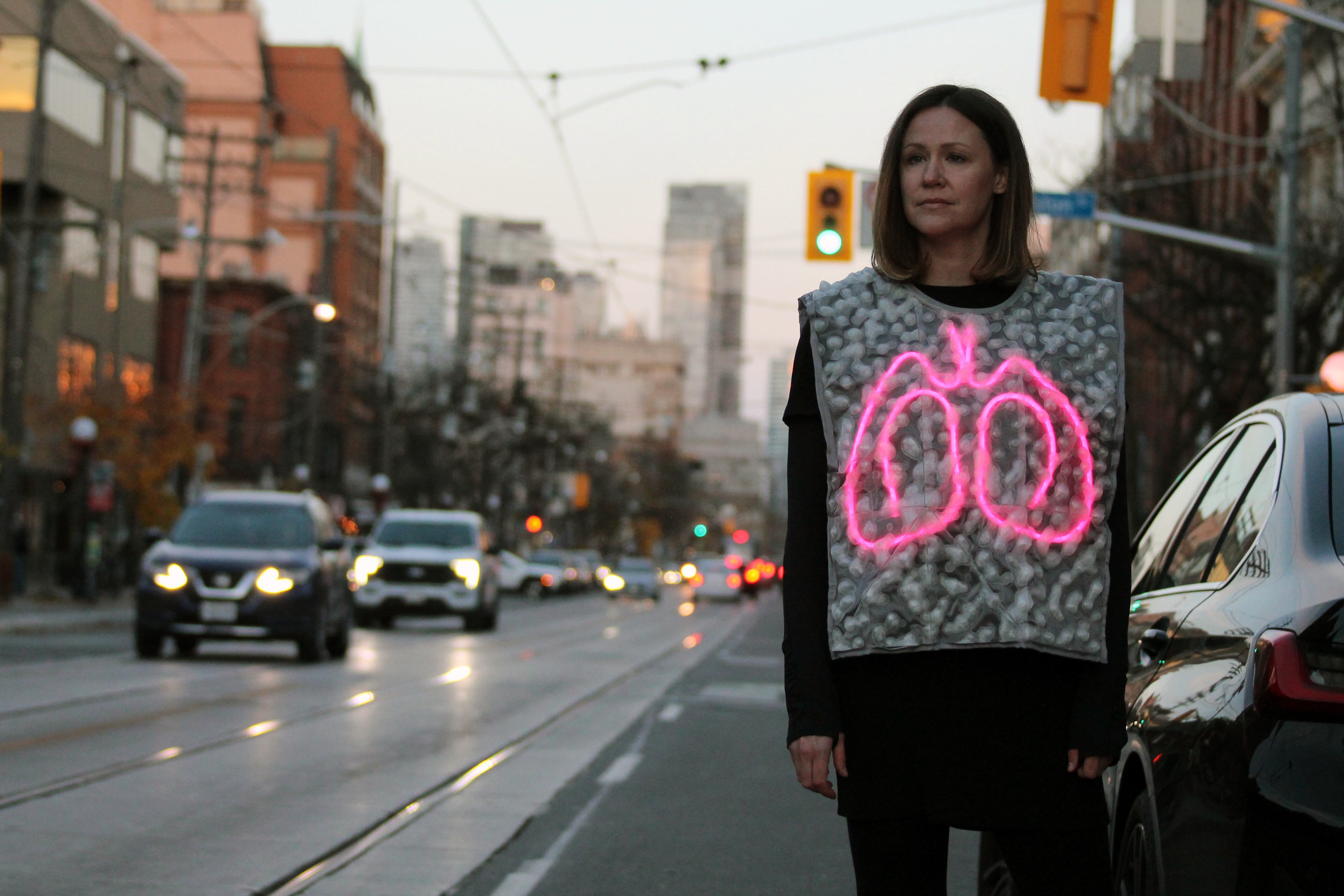 AtmoSpheres wearable artwork visualizing air pollution